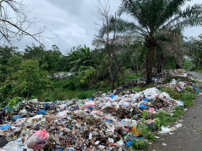 
					Perbatasan Jorong Oauh Anok dan Jorong Lubuk Tabuan Kenagarian pangkalan Kota Baru Kabupaten 50 Kota Dipenuhi Tumpukan Sampah