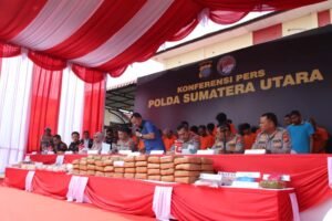 Pelaksanaan Konferensi Pers Polda Sumut Pengungkapan Narkotika Polres Serdang Bedagai yang Dilaksanakan di Polres Tebing Tinggi