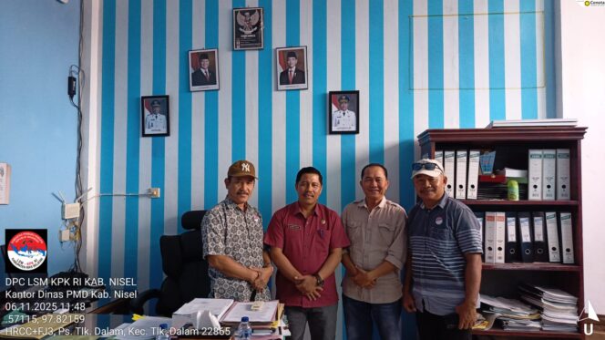 
					Kepala Dinas PMD Kabupaten Nias Selatan Terima Audensi LSM KPK RI Jalin Silaturahmi