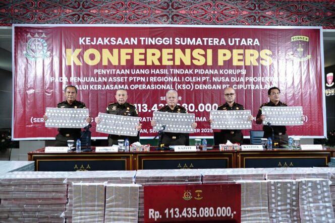 
					Pengembalian Kerugian Negara Rp263 Miliar, Kejati Sumut Tegaskan Penegakan Hukum Berkeadilan pada Perkara Penjualan Aset PTPN I