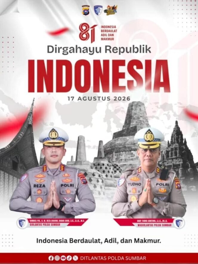 
					Dirlantas Polda Sumbar Bersama Wadirlantas Ucapkan Dirgahayu Republik Indonesia ke 81