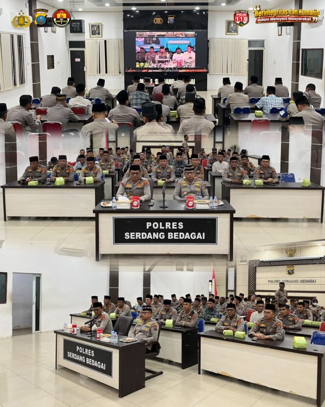 
					Perkuat Mental dan Karakter Personel, Polres Sergai Ikuti Ngaji Kebangsaan Bersama Gus Baha